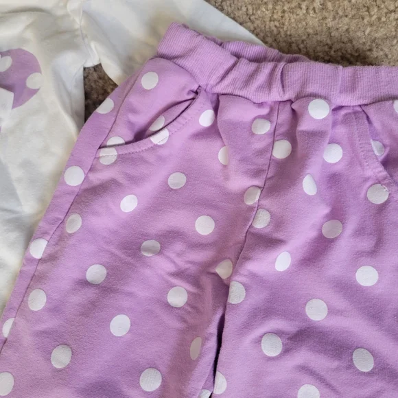 Minnie Mouse Girls 3T Polka Dot Purple Comfy Matching Set - Picture 3 of 3